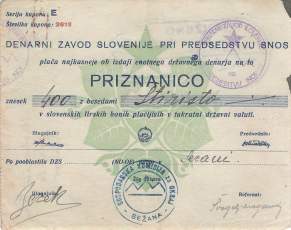 400 Lira Slowenien 1944  Partisanen